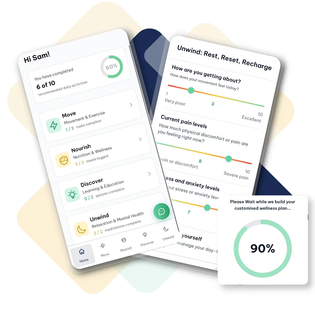 apo app showing a personalised daily care plan