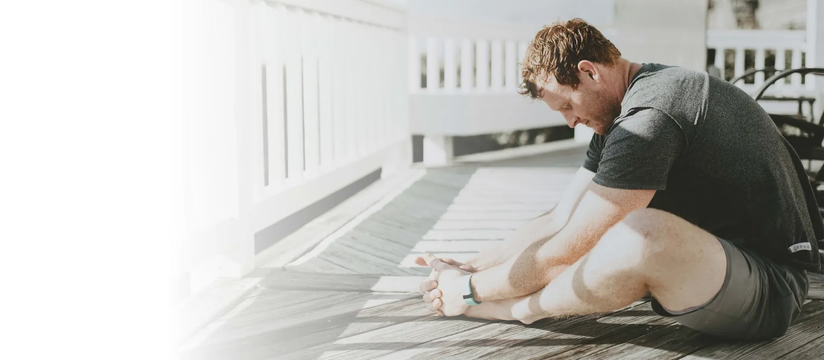 A person stretching